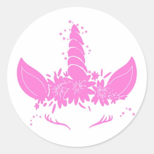 Beautiful unicorn head - Choose background color Runder Aufkleber (Vorderseite)