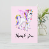 Beautiful Unicorn mit Rainbow Mane Vielen Dank Dankeskarte (Stehend Vorderseite)