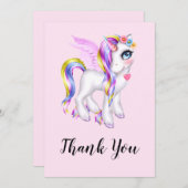 Beautiful Unicorn mit Rainbow Mane Vielen Dank Dankeskarte (Vorne/Hinten)