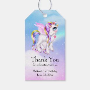 Beautiful Unicorn mit Rainbow Mane Vielen Dank Geschenkanhänger