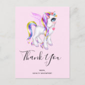 Beautiful Unicorn mit Rainbow Mane Vielen Dank Postkarte (Vorderseite)