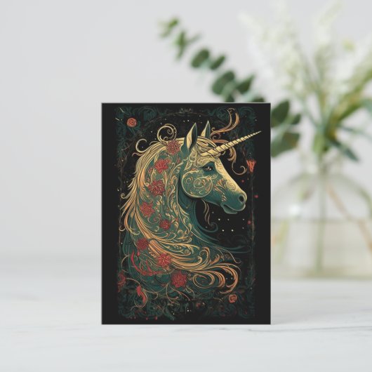 Beautiful Unicorn Postkarte (Stehend Vorderseite)