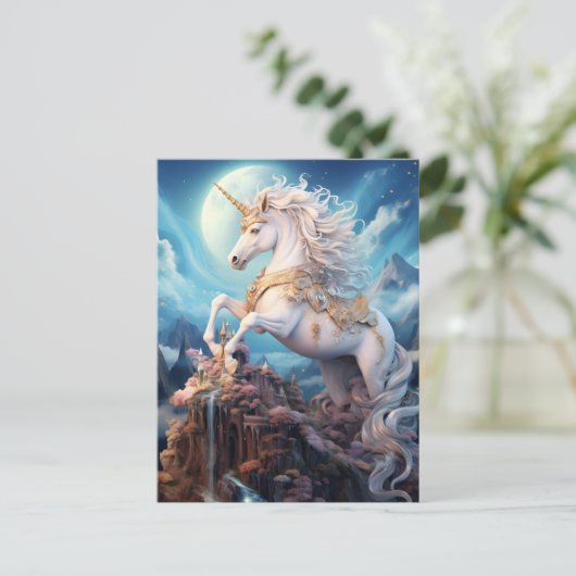Beautiful Unicorn Postkarte (Stehend Vorderseite)