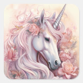 Beautiful Unicorn Quadratischer Aufkleber (Vorderseite)