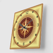 Beautiful Unique Gold & Maroon Compass ~ Quadratische Wanduhr (Winkel)