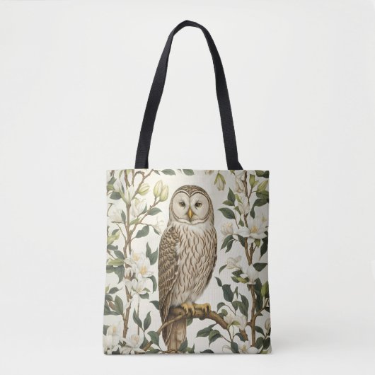 Beautiful Ural Owl And Magnolia Blossoms Tasche (Vorderseite)