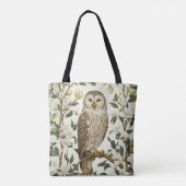 Beautiful Ural Owl And Magnolia Blossoms Tasche (Rückseite)