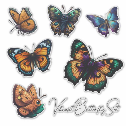Beautiful vibrant colours Butterfly Set Aufkleber (Vorderseite)