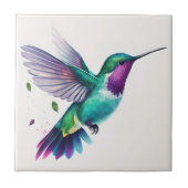Beautiful Vibrant Watercolor Hummingbird Print Fliese (Vorderseite)