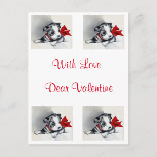 Beautiful Vintag Valentine Boston Terrier Puppy Feiertagspostkarte