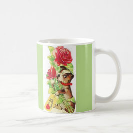 Beautiful Vintag Valentine Boston Terrier Puppy Kaffeetasse
