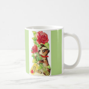 Beautiful Vintag Valentine Boston Terrier Puppy Kaffeetasse