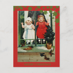 Beautiful Vintage Christmas Classic Retro Card Feiertagspostkarte