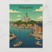 Beautiful Vintage Helsinki Finland Cityscape Postkarte (Vorderseite)