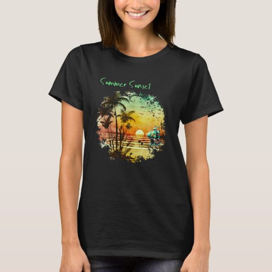Beautiful Vintage Island Sunset  1 T-Shirt (Vorderseite)