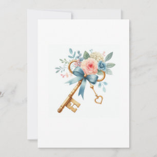 Beautiful vintage key and flowers einladung