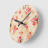 Beautiful vintage roses and other flowers runde wanduhr (Winkel)