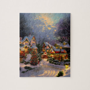 Beautiful Vintage Town Celebrating Christmas  Puzzle