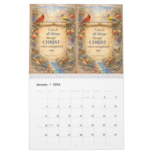 Beautiful Wall Calendar with Scripture Kalender (Jan 2026)