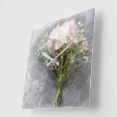 Beautiful Wall Clock - Pink Chrysanthemum Quadratische Wanduhr (Winkel)