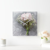 Beautiful Wall Clock - Pink Chrysanthemum Quadratische Wanduhr (Zuhause)