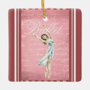 Beautiful Watercolor Ballerina Pink Weihnachten Keramikornament