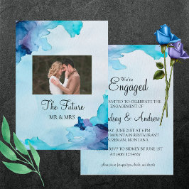 Beautiful Watercolor Blue Engagement Party einlade Einladung