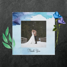 Beautiful Watercolor Blue und Cyan Danke Card