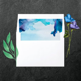 Beautiful Watercolor Blue und Cyan Umschlag Liner