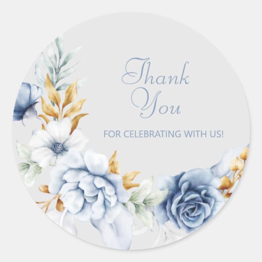 Beautiful Watercolor Blume Vielen Dank Runder Aufkleber (Vorderseite)