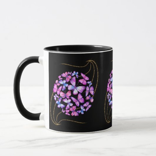 Beautiful Watercolor Butterflies with Gold Bling Tasse (Links)