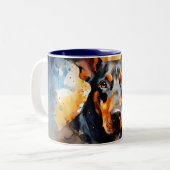 Beautiful Watercolor Doberman Pinscher Wrap Zweifarbige Tasse (Vorderseite Links)
