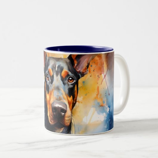 Beautiful Watercolor Doberman Pinscher Wrap Zweifarbige Tasse (VorderseiteRechts)