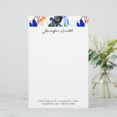 Beautiful Watercolor Dragonfly Pattern Border Briefpapier (Stehend Vorderseite)