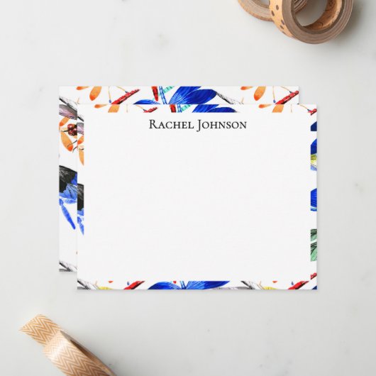 Beautiful Watercolor Dragonfly Pattern Frame Mitteilungskarte (Vorderseite/Rückseite Beispiel)