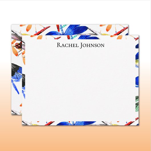 Beautiful Watercolor Dragonfly Pattern Frame Mitteilungskarte