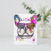 Beautiful Watercolor French Bulldog Postkarte (Stehend Vorderseite)