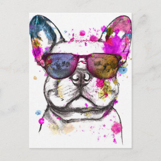 Beautiful Watercolor French Bulldog Postkarte (Vorderseite)
