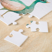 Beautiful watercolor green peacock puzzle (Seite)