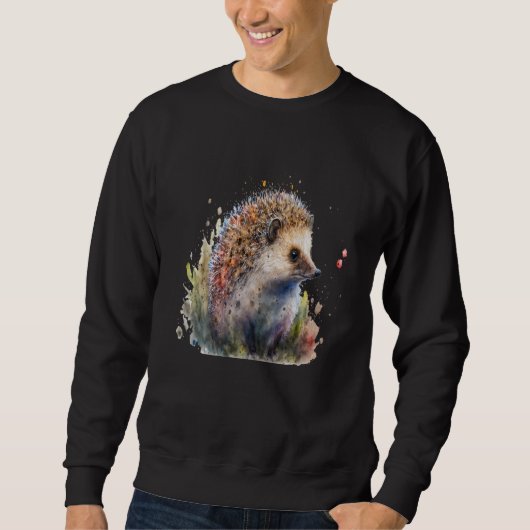 Beautiful Watercolor Hedgehog Portrait Sweatshirt (Vorderseite)