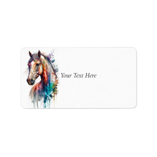 Beautiful Watercolor Horse Painting Address Label Adressaufkleber