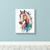 Beautiful Watercolor Horse Wrapped Canvas Leinwanddruck (Insitu (Holzboden))