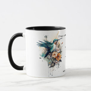 Beautiful Watercolor Hummingbird Monogram Name Tasse