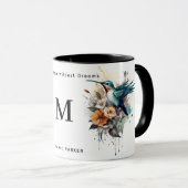 Beautiful Watercolor Hummingbird Monogram Name Tasse (VorderseiteRechts)