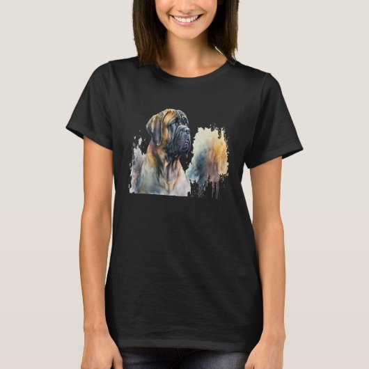 Beautiful Watercolor Mastiff Portrait T-Shirt (Vorderseite)