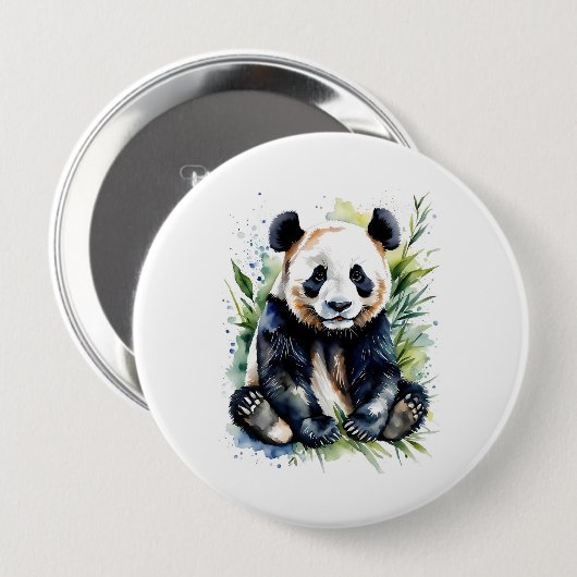Beautiful Watercolor Panda Bear Button (Vorne & Hinten)