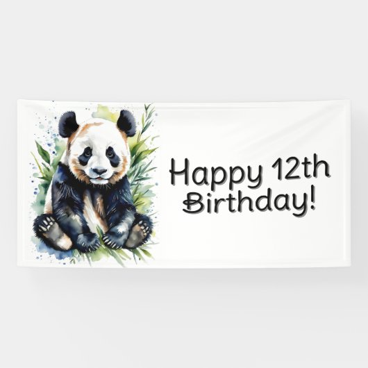 Beautiful Watercolor Panda Bear Custom Banner (Horizontal)