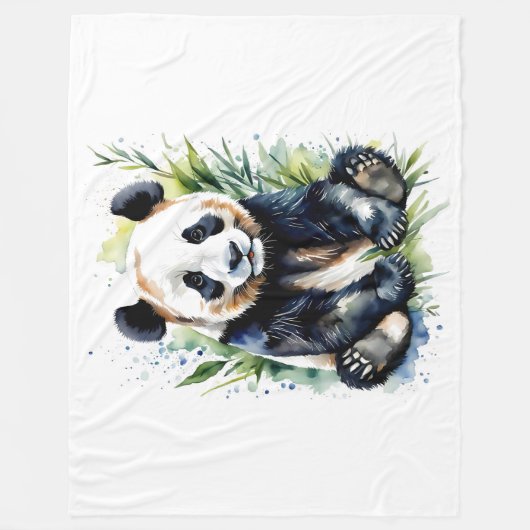Beautiful Watercolor Panda Bear Fleecedecke (Vorderseite)