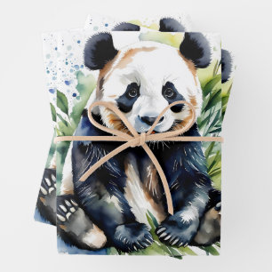 Beautiful Watercolor Panda Bear Geschenkpapier Set