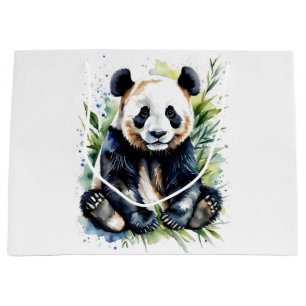 Beautiful Watercolor Panda Bear Große Geschenktüte